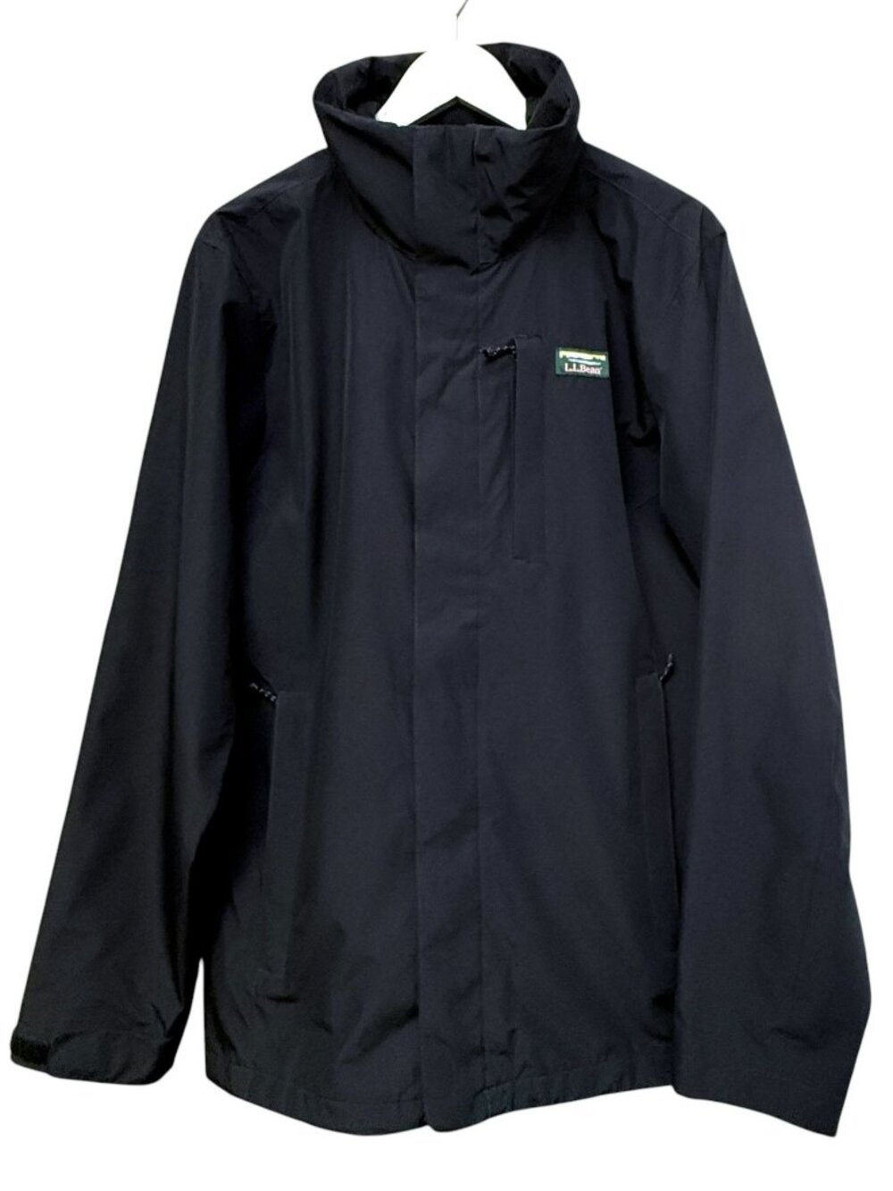 L.L.Bean Men's Jacket Medium Tall Black Hooded Zip Casual Light Coat